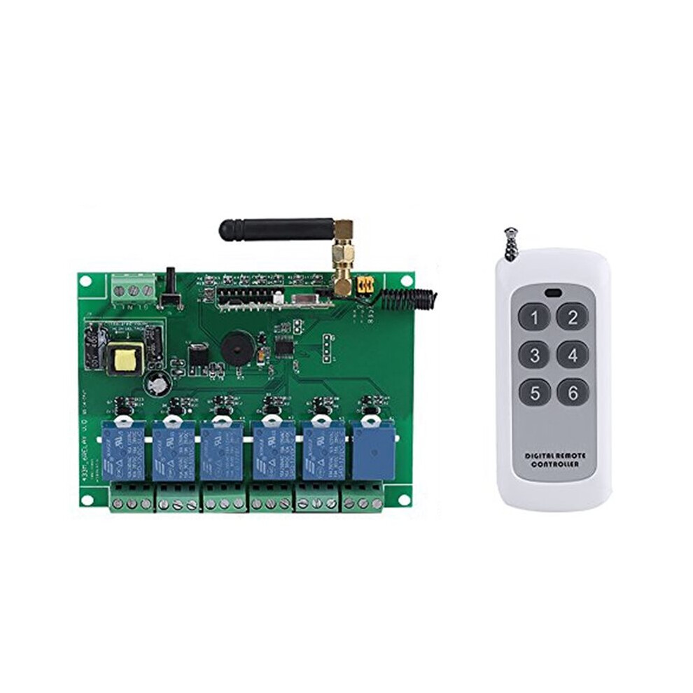 110-240V 6 Channel Rf Relay Module Board Remote Control Momentary Selflocking Interlock 3 Commands 30Ma X 6 4711474081025