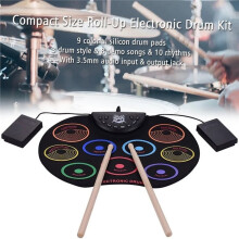 Electronic Drum Set 9 Pads Pad Digital Drum Kit Portable Drum Set with Drum Sticks Sustain Pedal for Kid Gift
