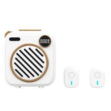 White Dual Microphone Wireless Bee Amplifier Wireless Microphone for Teacher Tour Guides Portable Promotional Speaker