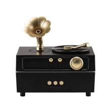 3-i-1 Roterande Retro Grammofon Aromdiffusor Luftfuktare Aromspridare med -Högtalare för Hemmakontorsinredning A