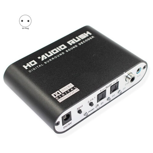 5.1 Channel CH HD Audio Decoder SPDIF Coaxial to 6RCA DTS AC3 Optical Digital Amplifier Analog DAC Adapter EU Plug 1