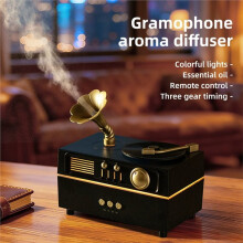 3 In1 Rotating Retro Gramophone Aroma Diffuser Humidifier Aroma Disperser with Speaker for Home Office Decor A