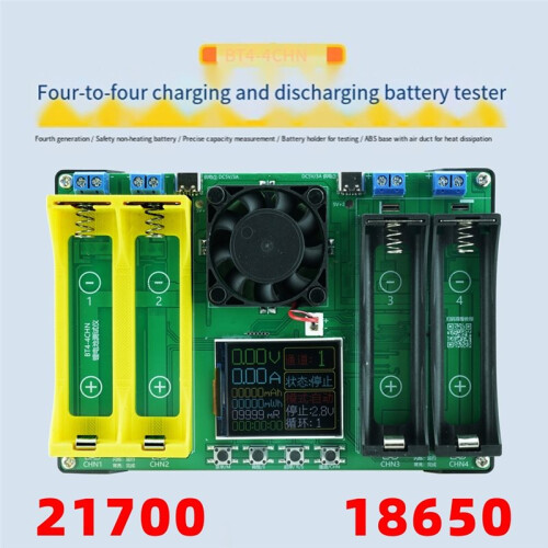 18650 21700 4-Channel Battery Tester Type-C LCD Display Battery Capacity Tester MAh Lithium Battery Detection Module 1