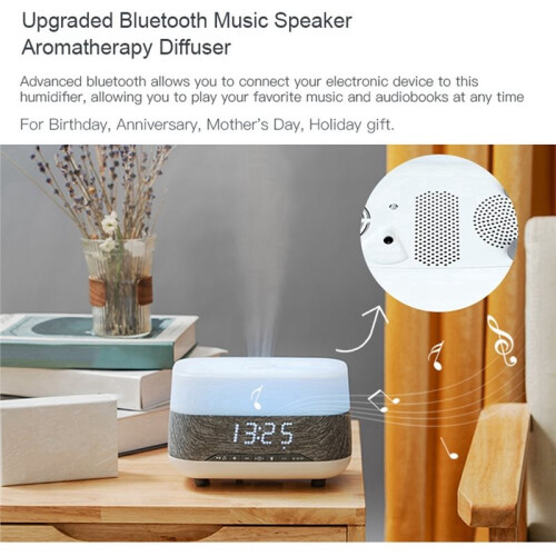 Essential Oil Aroma Diffuser Ultrasonic Air Humidifier Mist Maker with Night Light -Audio Clock EU Plug 1