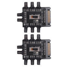 2X Multi Way Splitter Cooler Cooling Fan Hub PC Computer 1 to 8 3Pin 12V Power Socket PCB Adapter XXM8