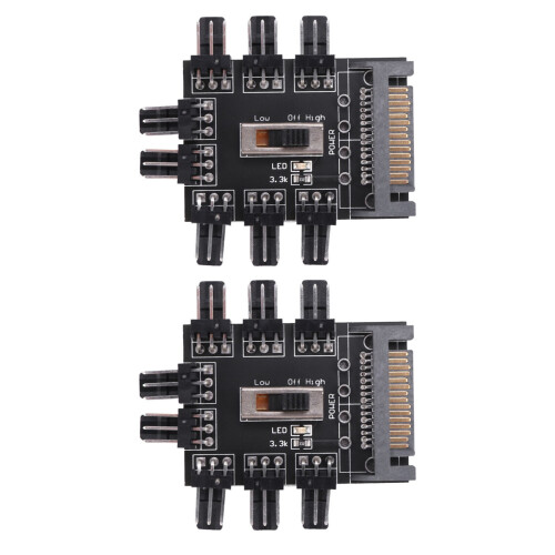 2X Multi Way Splitter Cooler Ventola di Raffreddamento Hub PC Computer  da 1 A 8 Pin 12V Power Socket PCB Adapter