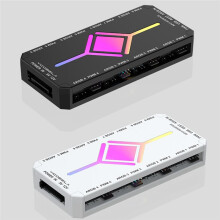5V 3-PIN ARGB PWM Hub ARGB Lüftersteuerung ARGB/PWM Hub Controller PWM Lüfter/ARGB Beleuchtungs-Hub für PC-Gehäuselüfter Schwarz