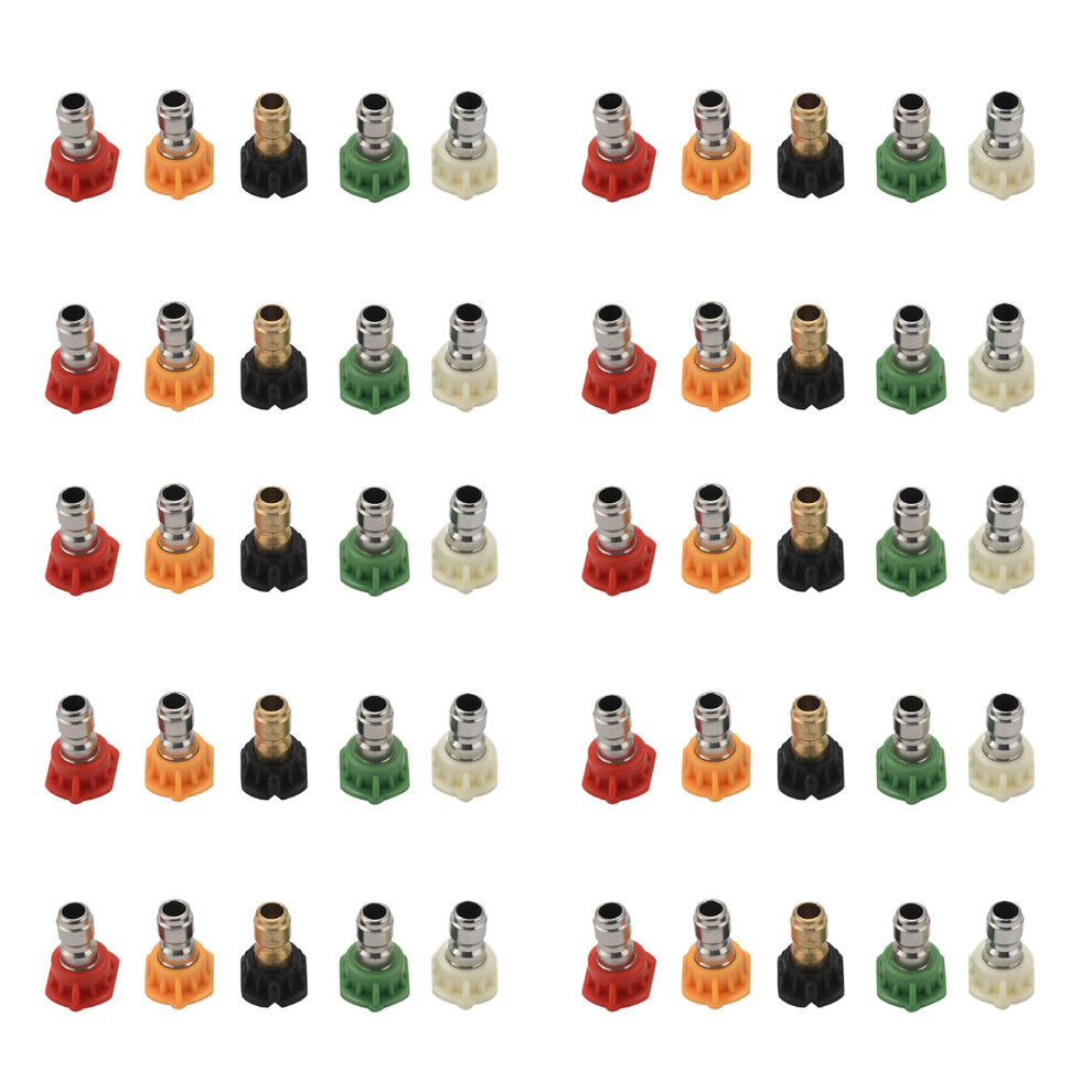 50Pcs Pressure Washer Spray Nozzles 1/4 Quick Connection Spray Tip Set (4.0 Gpm) Multiple Degrees White/Yellow/Red 4713588301624