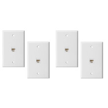 4-Pack 1-Port Ethernet Wall Plate, Jack Wall Plate with RJ45 Female to Female Inline Coupler Insert