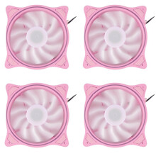 4X Apertura del Ventilador de Enfriamiento de 12Cm Interior y Exterior LED Rosa Claro Silencioso Ventilador de Enfriamiento RGB para Computadora de