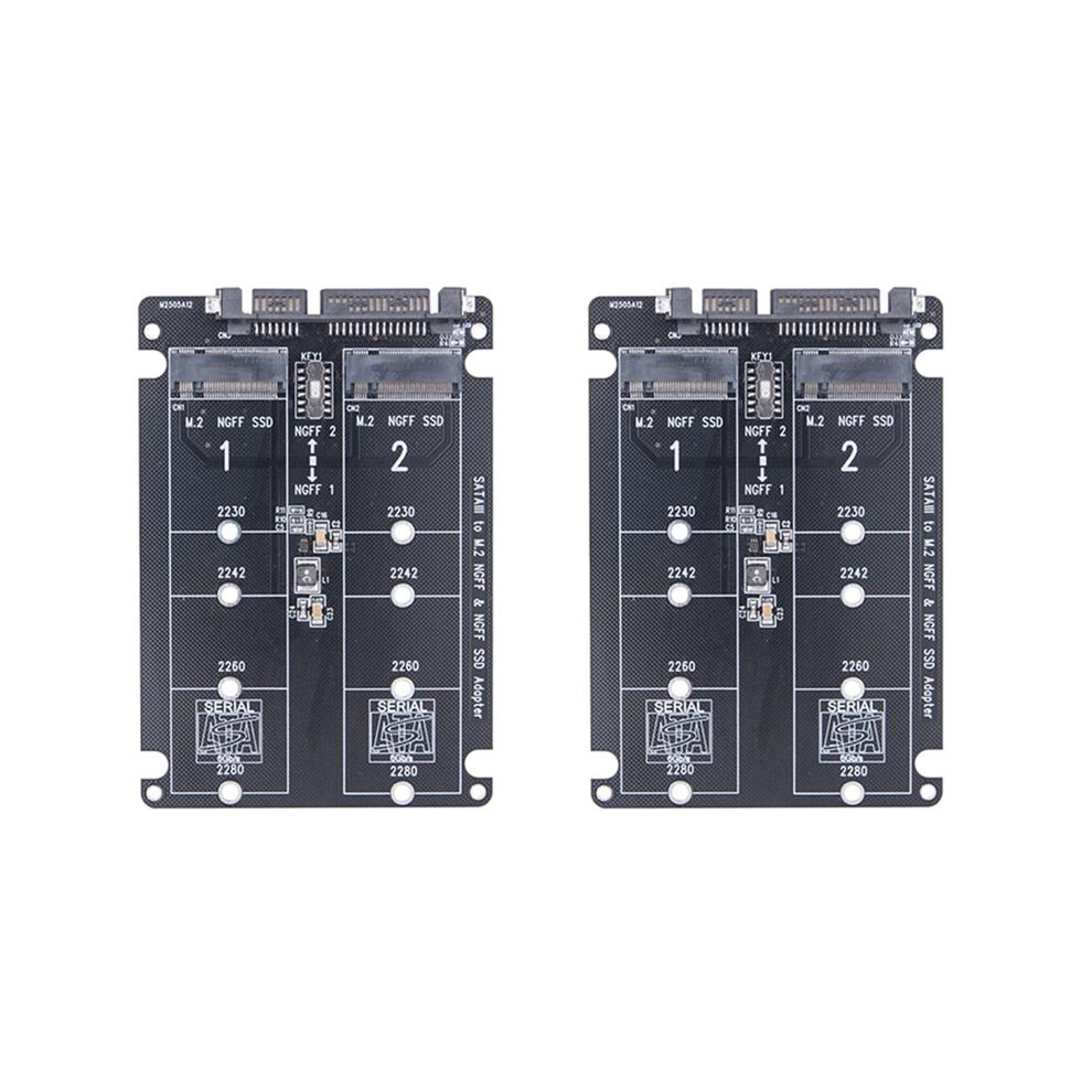 2X Dual Ngff To Adapter 2 Port M.2 Ssd B Key To Sata3.0 6Gbps Converter For 2230 2242 2260 2280 M2 Ssd For Pc 6033677640181