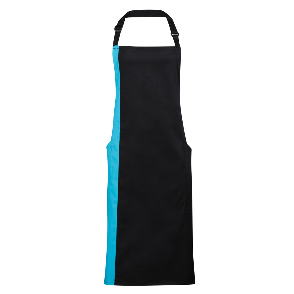 Photos - Safety Equipment Premier   Unisex Contrast Workwear Bib Apron (One Size, Black/ Turquoise)