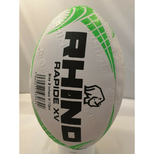 (3, White/Green) Rhino Rapide XV Rugby Ball 2