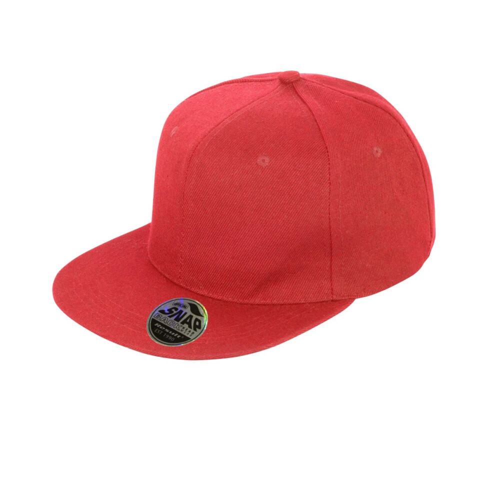 (One Size, Red) Result Unisex Core Bronx Original Flat Peak Snapback Solid Colour Cap