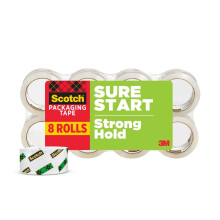 Scotch Sure Start Verpackungsklebeband, klar, leises Abrollen, 1,88 in. x 54,6 yd., 8 Rollen