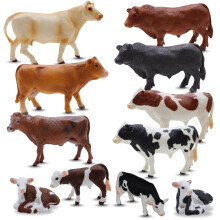 Zaga Toys Ko Bundle | 12PCS Realistiska Tjurar, Kor & Kalvar Figurer | Lifelike Bondgårdsdjur för Samlare