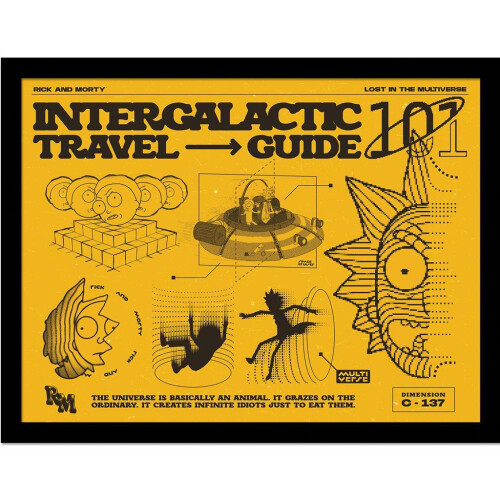 Rick And Morty Rick And Morty Intergalactic Travel Guide Framed Poster
