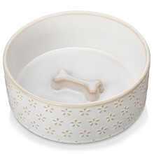 MALACASA Ceramic Dog Food Bowl, 3.5 Cups or 32oz Dog Food Water Dish for Mudium Breeds, Pet Bowl Dishwasher & Microwave Safe, Five-Leaf Grass, Series