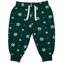 (24-36 Months, Bottle Green/White) Larkwood Baby Snowflake Lounge Pants