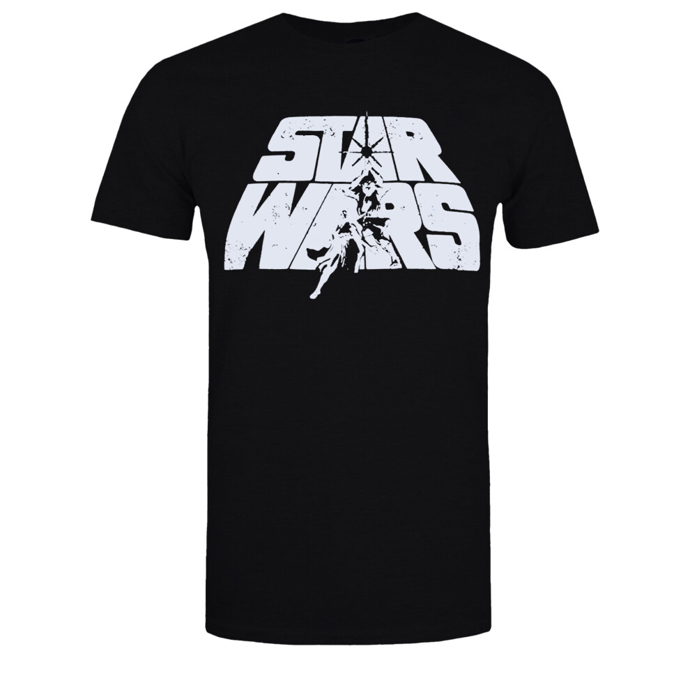 Star Wars (L, ) Mens Retro Logo Cotton T-Shirt Black