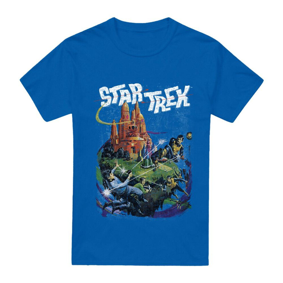 Star Trek (S, Royal ) Mens Battle Vulcan T-Shirt Blue