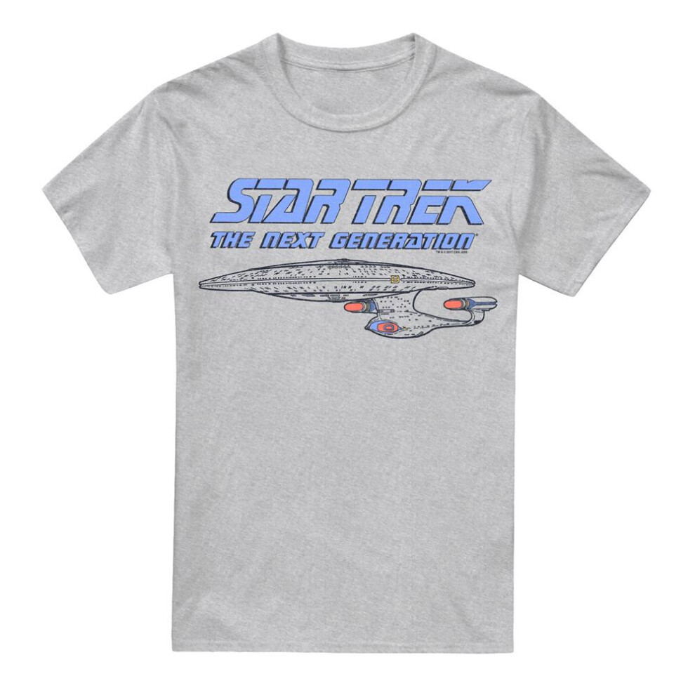 Star Trek (5Xl, Sport Heather) Mens The Next Generation Distressed T-Shirt Multicoloured