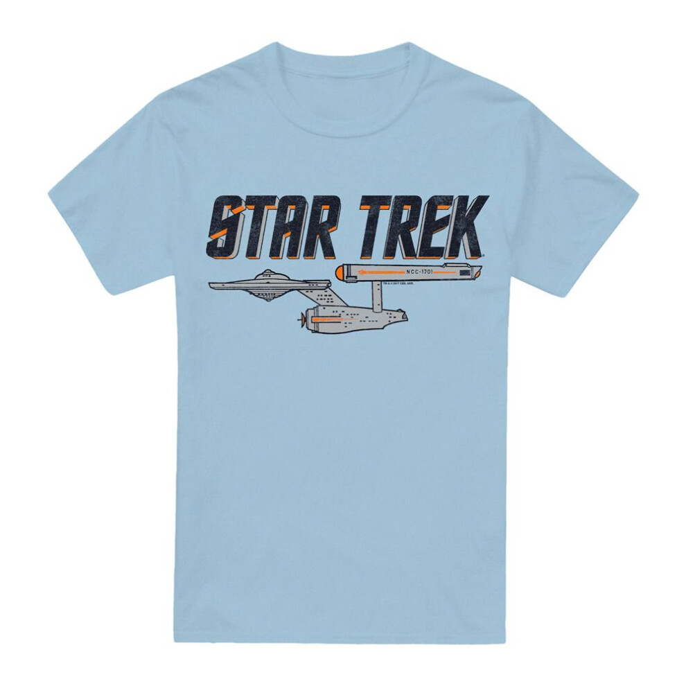 Star Trek (Xl, Light ) Mens Enterprise Logo T-Shirt Blue