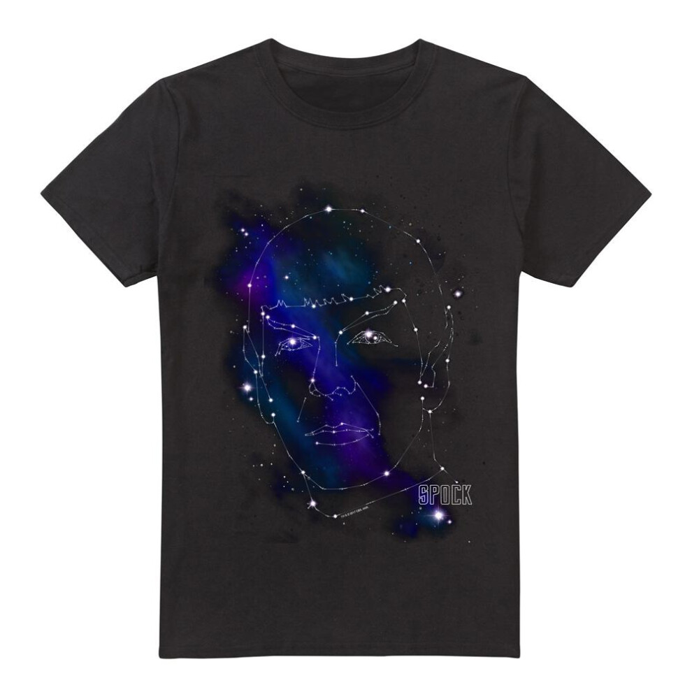 Star Trek (L, ) Mens Spock Constellations T-Shirt Black
