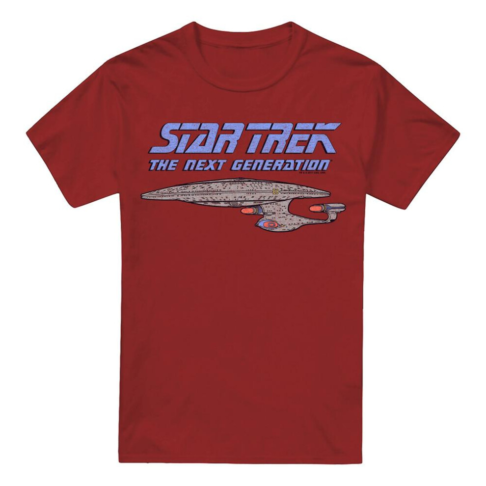 Star Trek (Xl, Cardinal) Mens The Next Generation Distressed T-Shirt Multicoloured