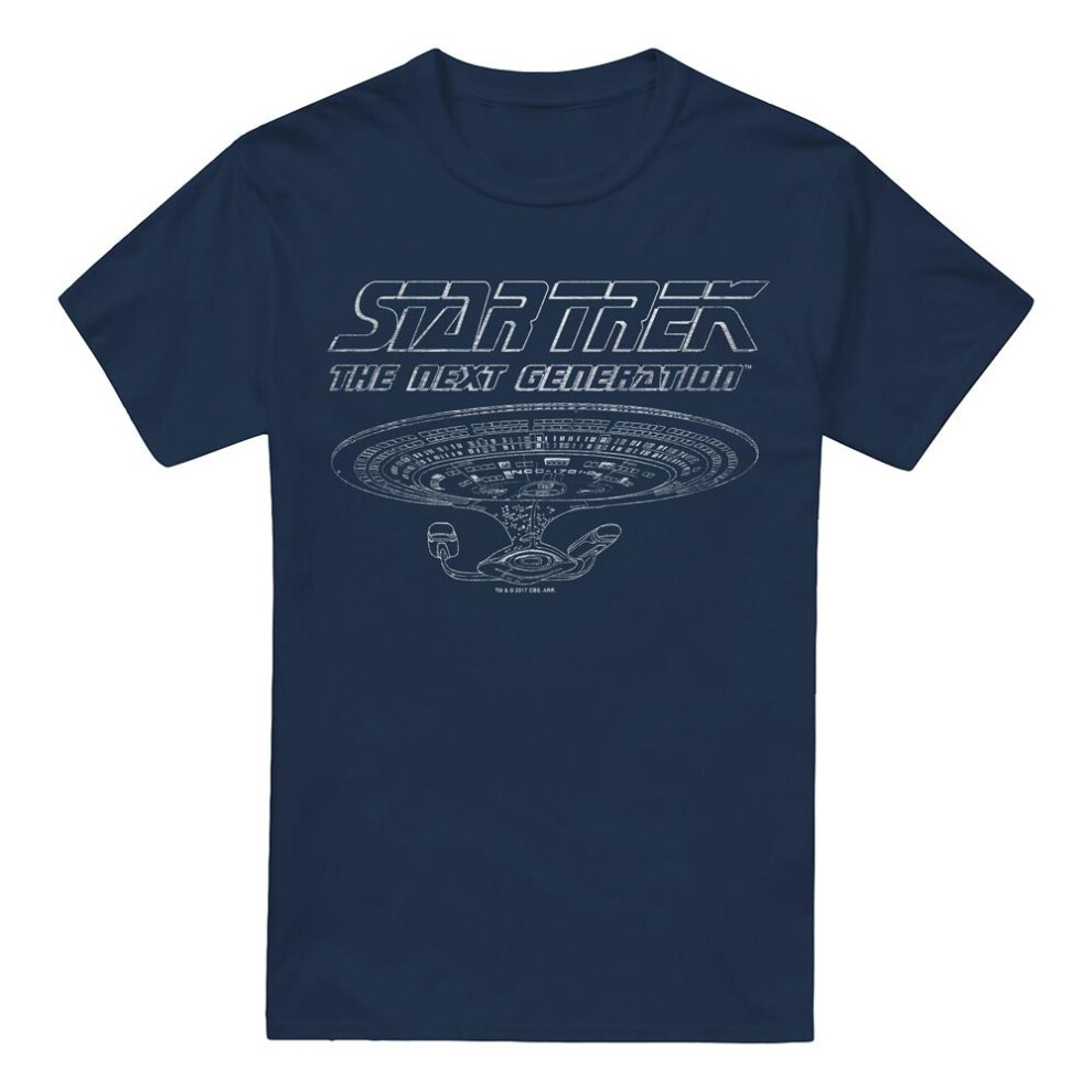 Star Trek (Xxl, Navy) Mens The Next Generation Enterprise T-Shirt Blue,Multicoloured