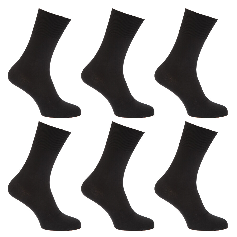 Universal Textiles (Uk Shoe 6-11, Eur 39-45, ) Mens Stay Up Non Elastic Diabetic Socks (Pack Of 6) Black