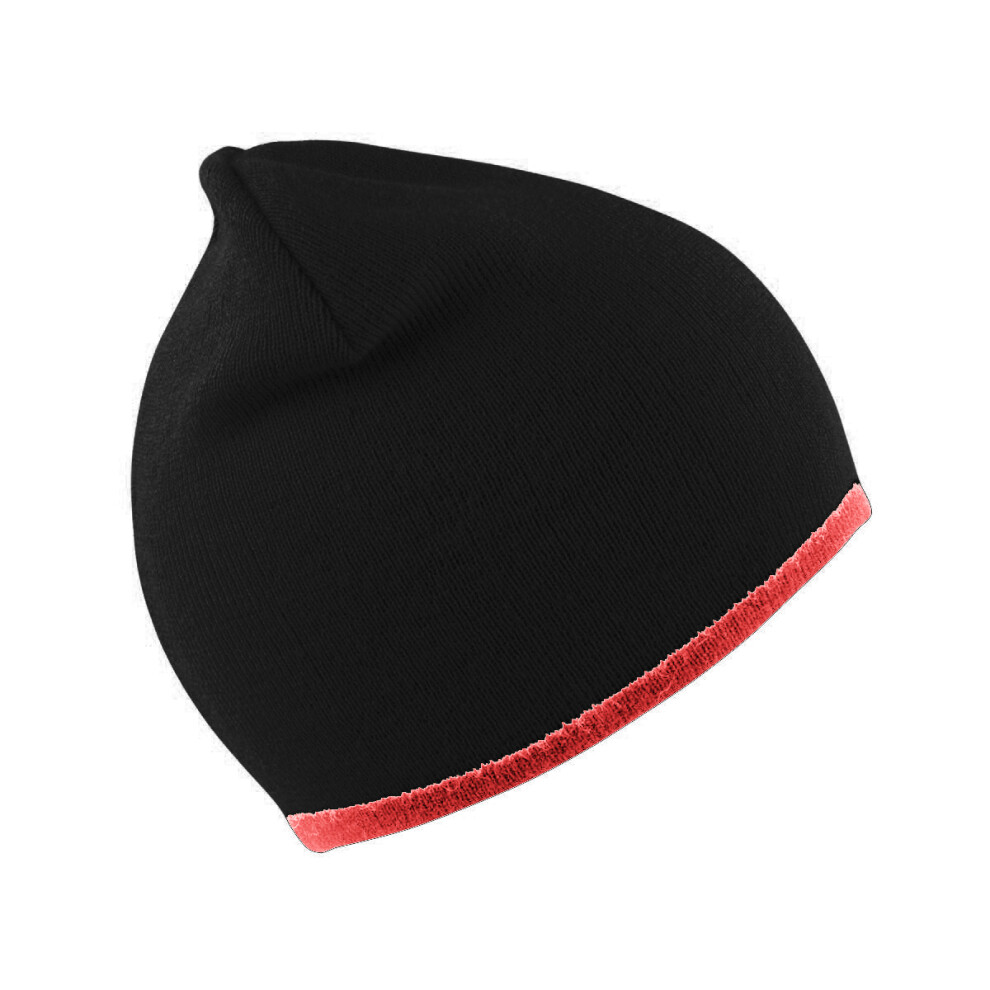Result (One Size, Black/Red) Unisex Reversible Fashion Fit Winter Beanie Hat