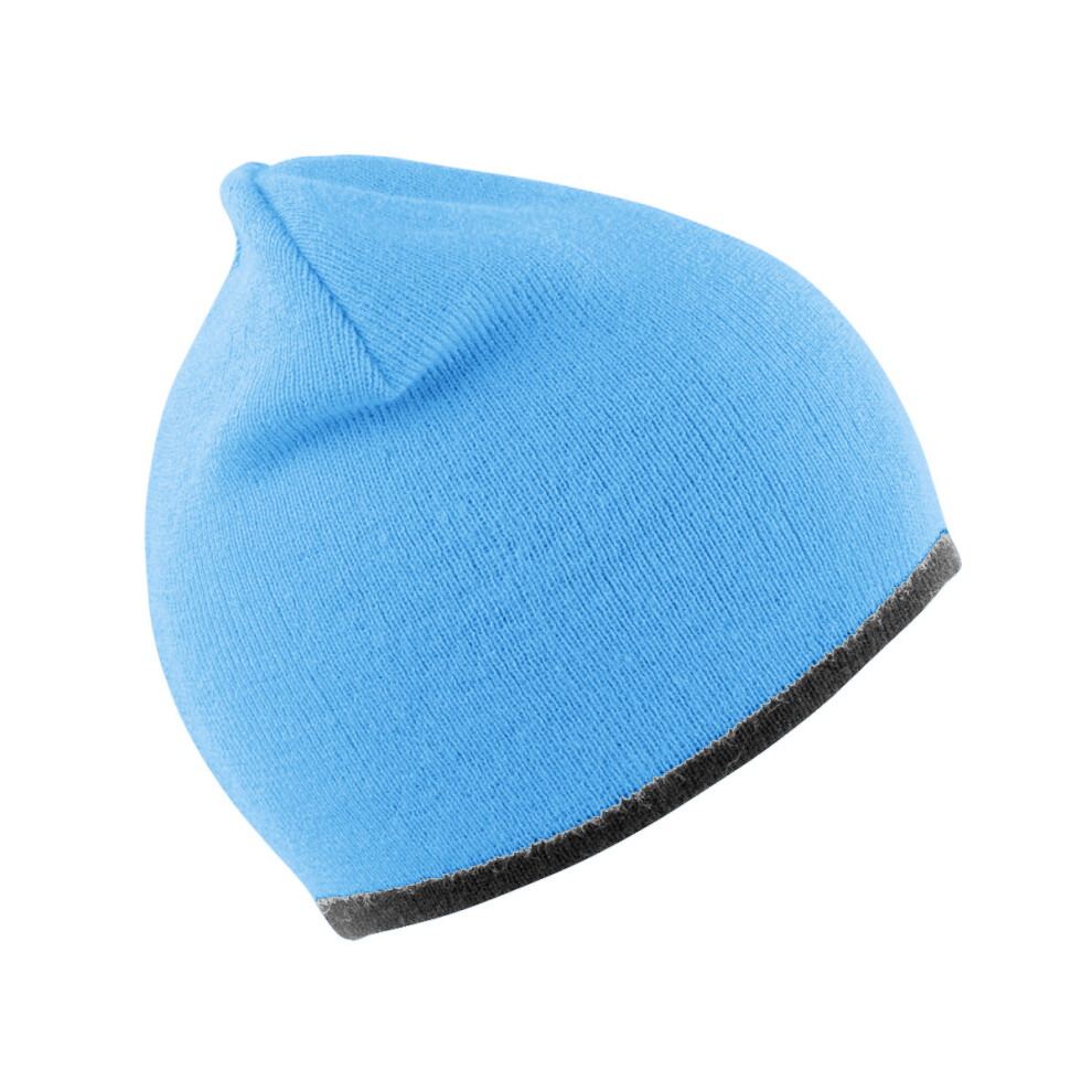 Result (One Size, Aqua/Grey) Unisex Reversible Fashion Fit Winter Beanie Hat