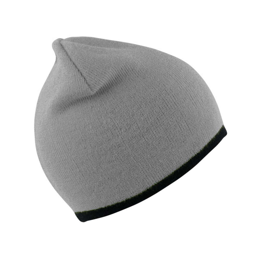 Result (One Size, Grey/Black) Unisex Reversible Fashion Fit Winter Beanie Hat