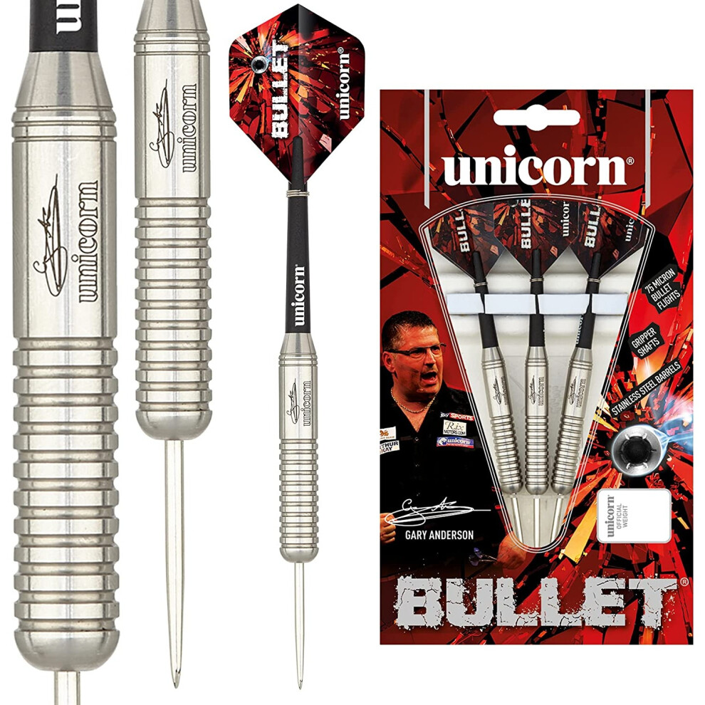 Unicorn (25G, Silver/Black) Bullet Stainless Steel Darts (Pack Of 3)