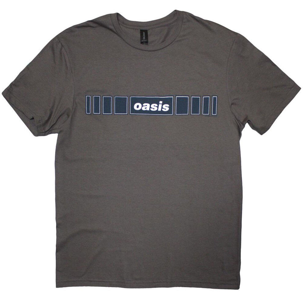 Oasis (Xxl, Charcoal ) Unisex Adult Horizontal Bars Logo T-Shirt Grey