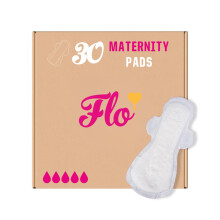 Flo Bamboo Maternity Pads Extra Long with 4 Wings (30 Pads) - Ultra Absorbent + Maximum Protection