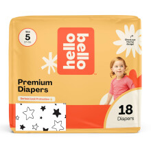 Pannolini Hello Bello, Taglia 5 (27 lbs) Superstars, 18 Pannolini Monouso Premium, Ipoallergenici e Morbidi