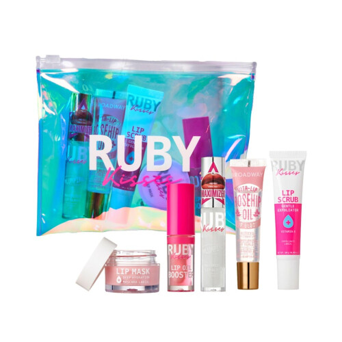 Kit da Viaggio Ruby Kisses Value Lip Care con Olio di Rosa Mosqueta e Gloss