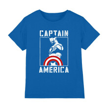 (7-8 Years, Royal Blue) Captain America Childrens/Kids Stencil T-Shirt