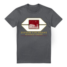 (S, Charcoal) Star Trek Mens Cochrane Library T-Shirt