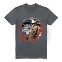(M, Charcoal) Yellowstone Mens State Beth Dutton T-Shirt