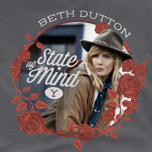 Yellowstone (M, Charcoal) Yellowstone Mens State Beth Dutton T-Shirt 2