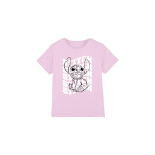 (12-13 Years, Pink) Lilo & Stitch Childrens/Kids Sketch Name Repeat T-Shirt