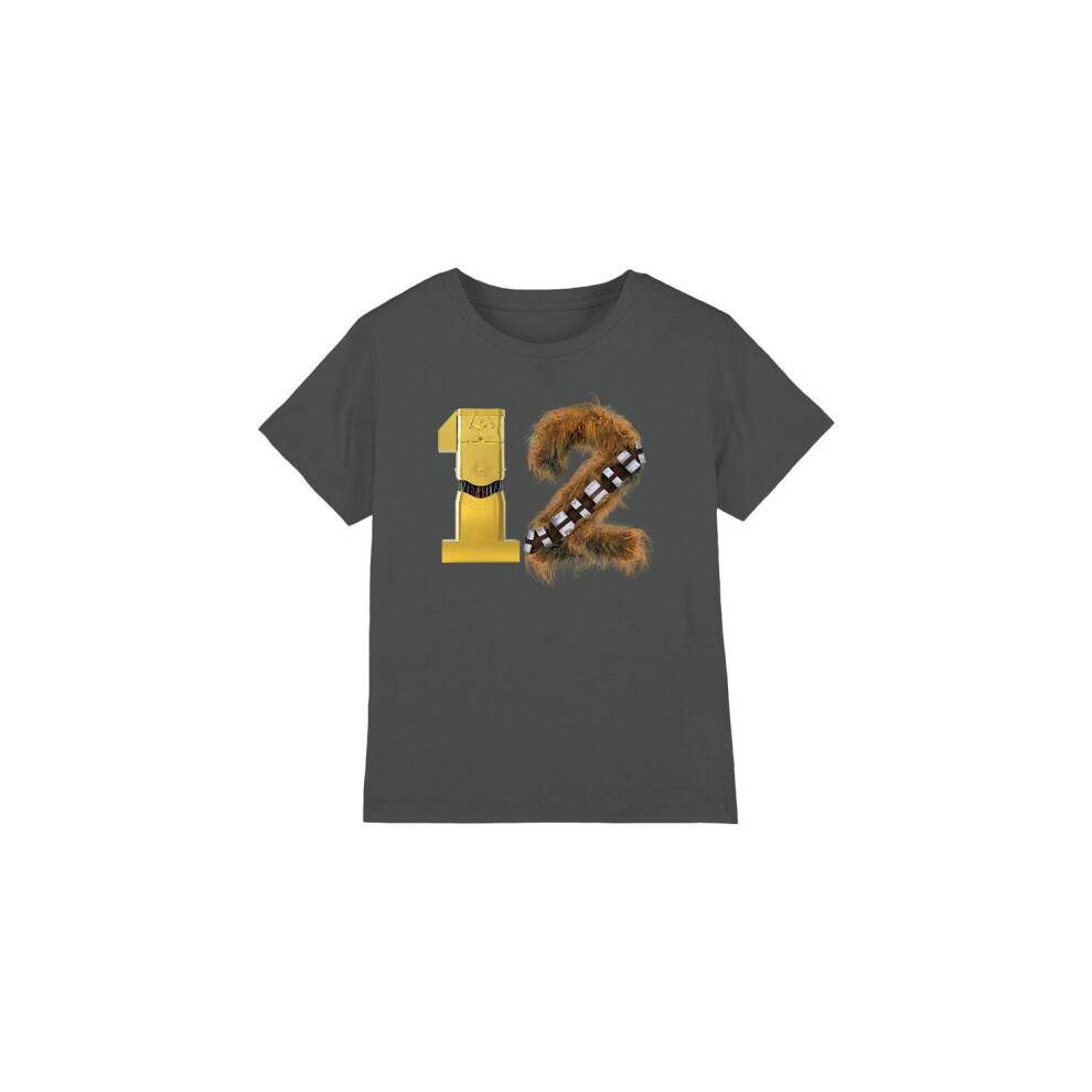 Star Wars (12-13 Years, Charcoal) Childrens/Kids 12 C3po Chewbacca T-Shirt Multicoloured