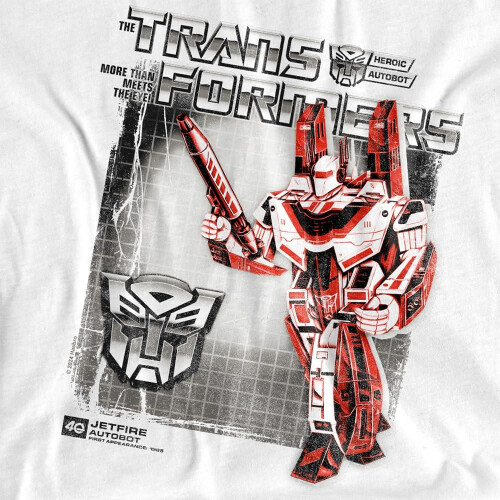 Transformers (M, White) Transformers Mens Jetfire Box 40th T-Shirt 2