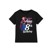 (5-6 Years, Black) Frozen Childrens/Kids Fearless Like Anna 8th Birthday T-Shirt