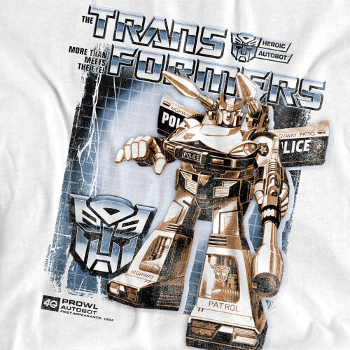 Transformers (M, White) Transformers Mens Prowl Box 40th T-Shirt 2