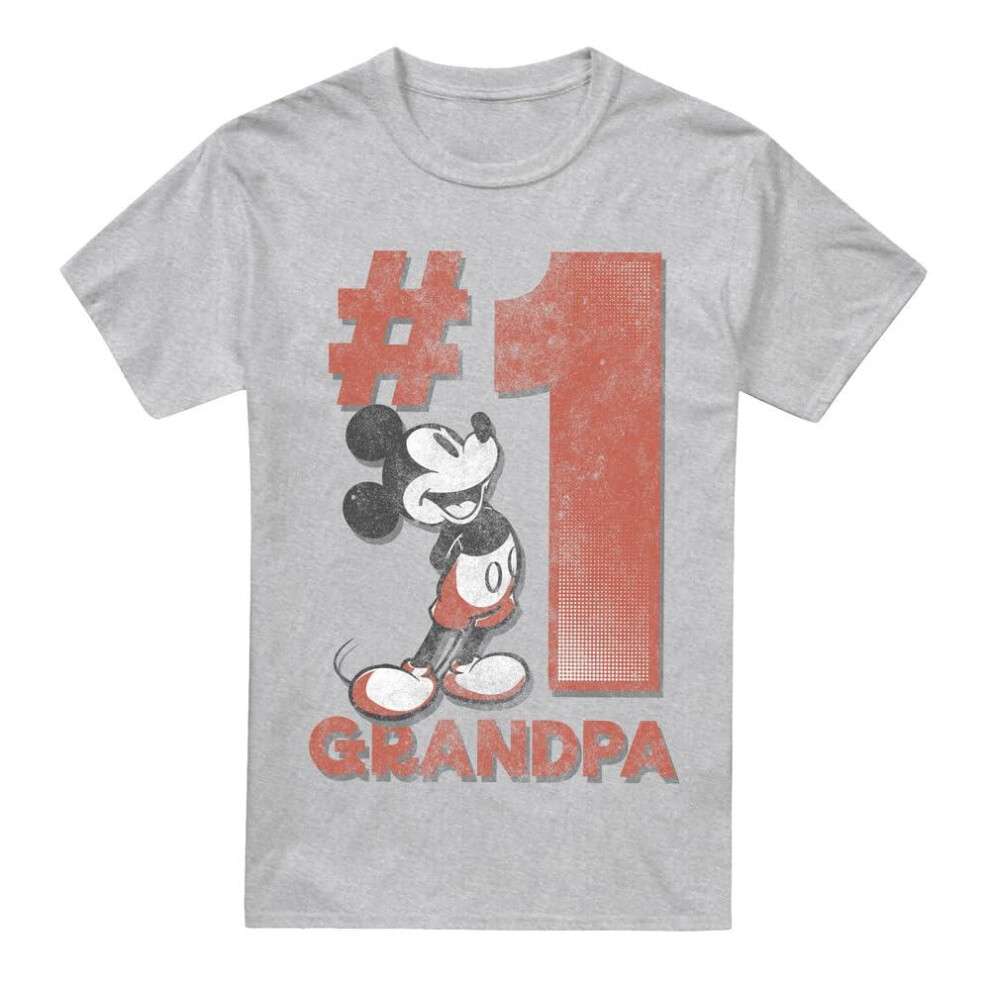 Disney (Xl, Sport Heather) Mens Number 1 Grandpa Mickey Mouse T-Shirt