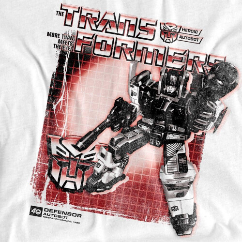 Transformers (3XL, White) Transformers Mens Defensor Box 40th T-Shirt 2